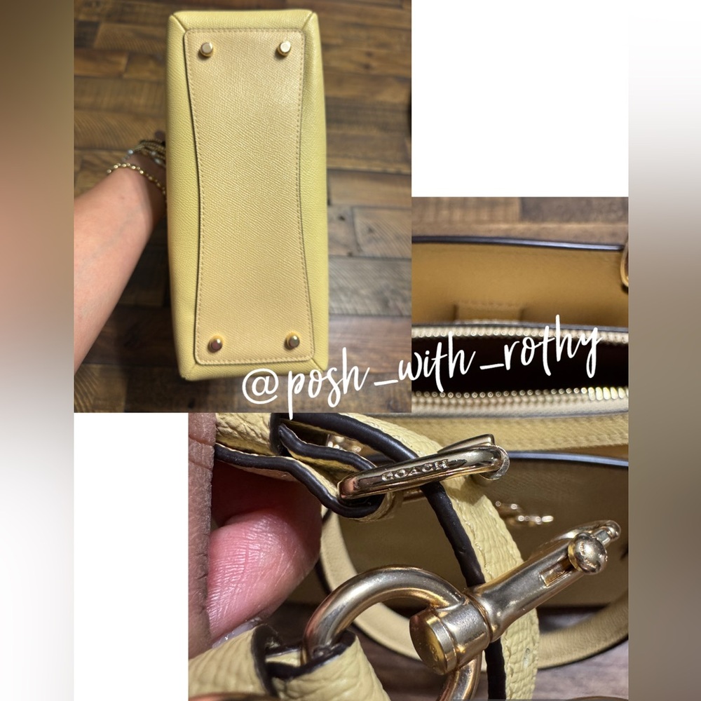 Coach Pebbled Leather Satchel in Light Yellow - Picture 12 of 14